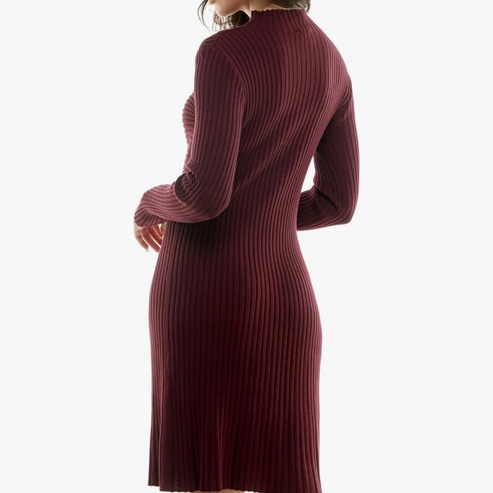Maison Tara Deep Red Ribbed Dress - Picture 3 of 4